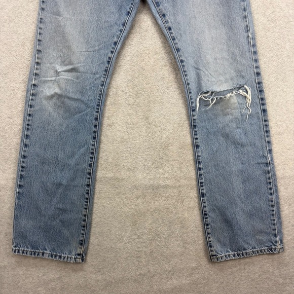 Levis 517 Bootcut Jeans Mens 36x36 Blue Denim Pants Distressed Ripped Cowboy - Picture 10 of 13